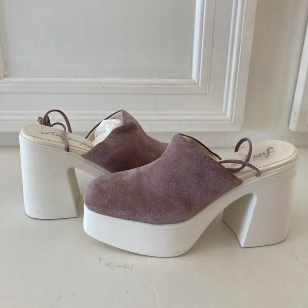 Free People Lace Up Purple Suede Platforms Sz 38
